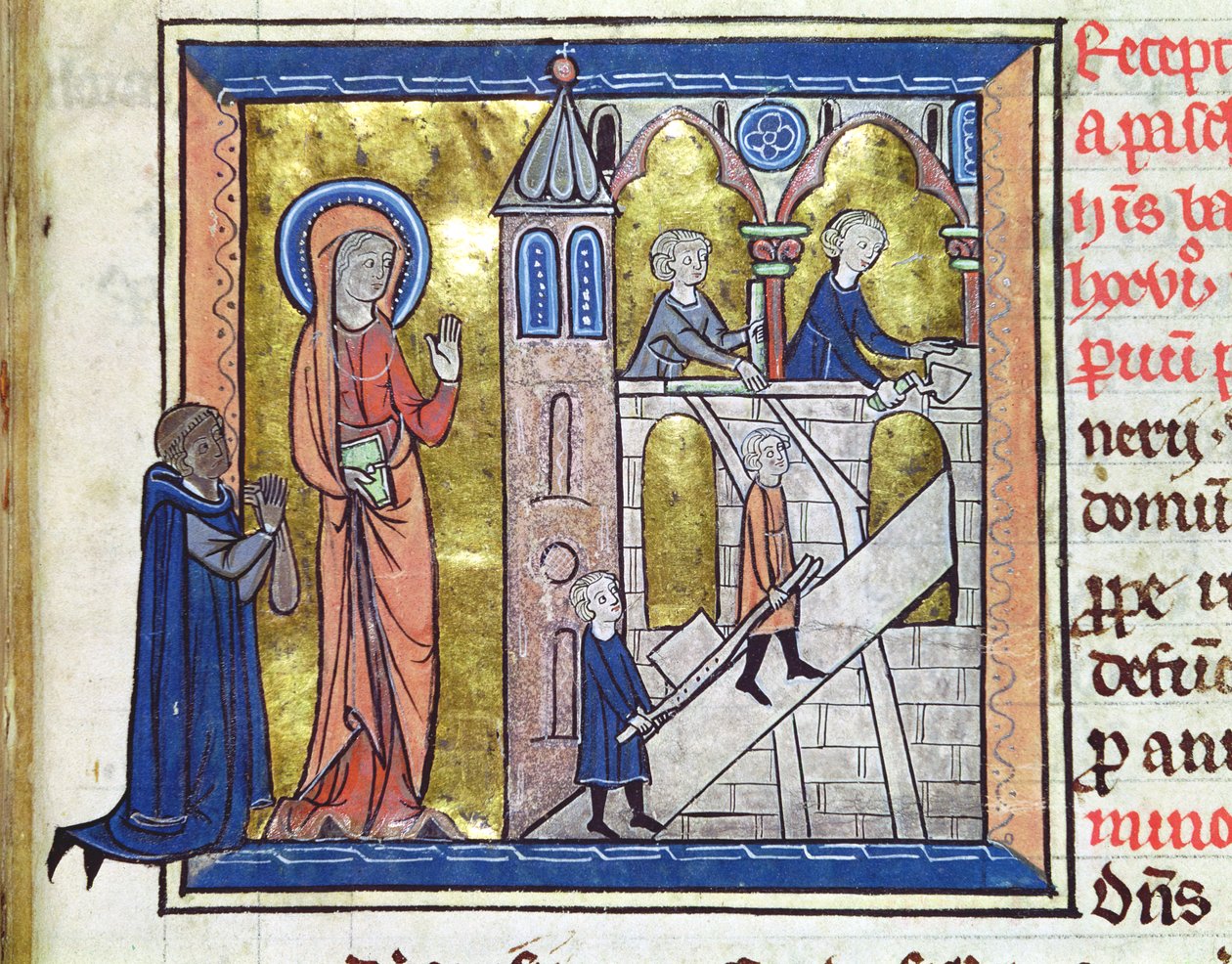 Ms 16261 f.20 Manastırın İnşaatı, Censier de lAbbaye Sainte-Genevieve