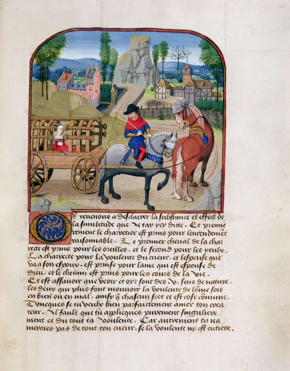 Bayan 165 fol.46r Bayan, iki atın çektiği kapalı bir arabada, l