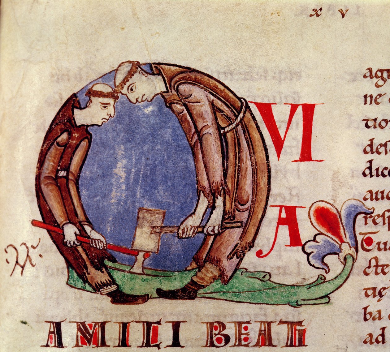 Ms 170 fol.59 Odun kesen keşişleri betimleyen tarihi ilk Q, Moralia in Job by Papa Gregory the Great by French School