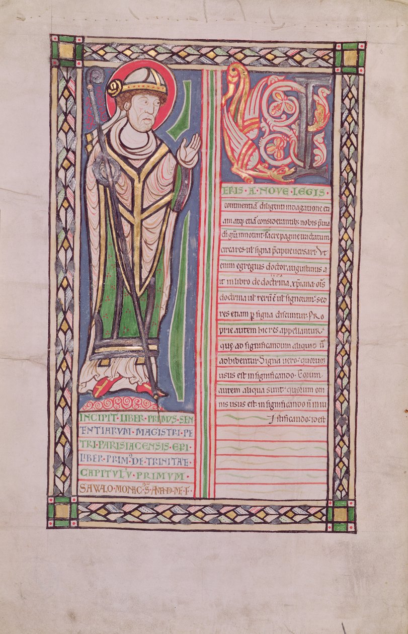 Ms 186 Fol.2v Paris Piskoposu Pierre Lombard, Dört Cümle Kitabından (Cümleler Kitabı), c.1160 by French School