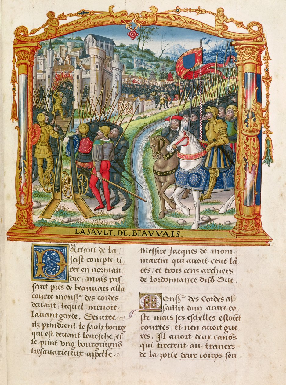 Ms 18 f.92r Beauvais Kuşatması, Charles le Temeraire, Burgonya Dükü, 27 Haziran 1472, Philippe of Commines