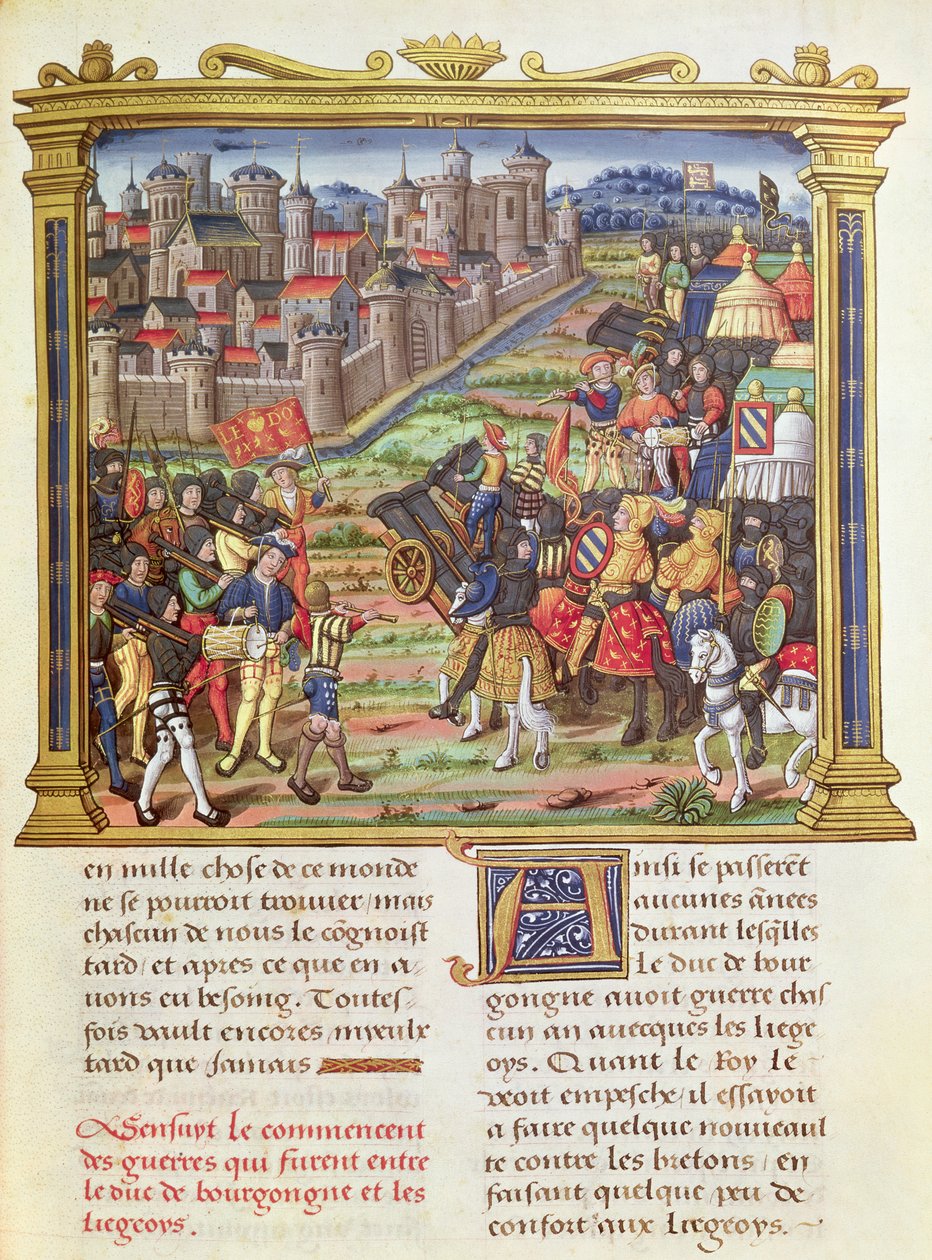 Ms 18 fol.36r Cesur Charles, Burgonya Dükü ve Liege arasında 1467-68