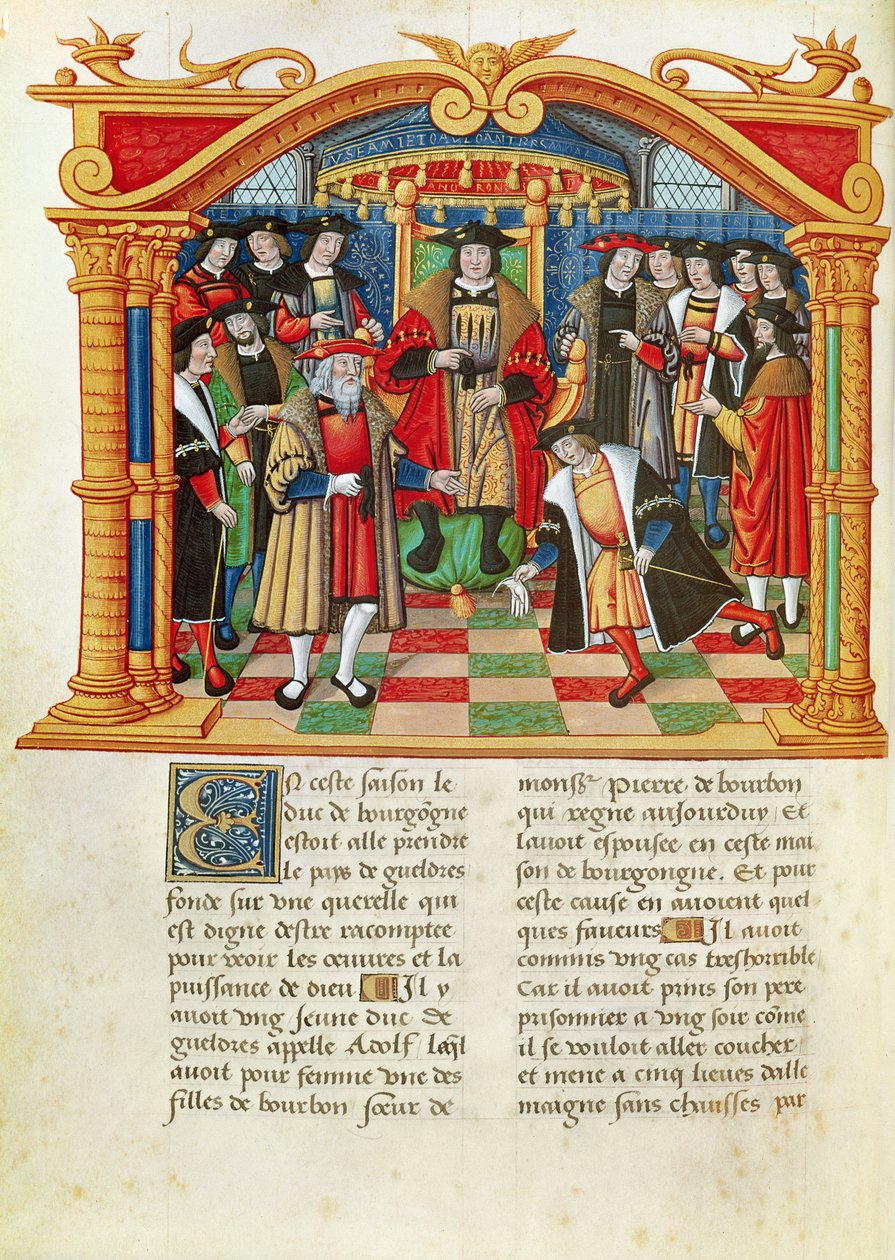 Ms 18 fol.99v Adolphe de Gueldres, Philippe of Commines