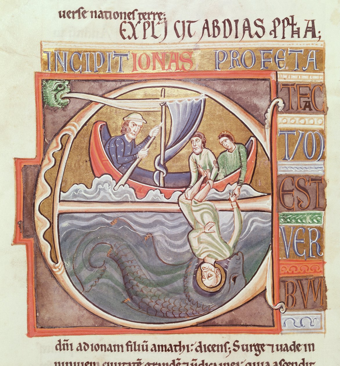 Ms 1 Fol.196v Souvigny İncilinden, 12. yüzyılın sonlarına doğru Denize Atılan Yunus