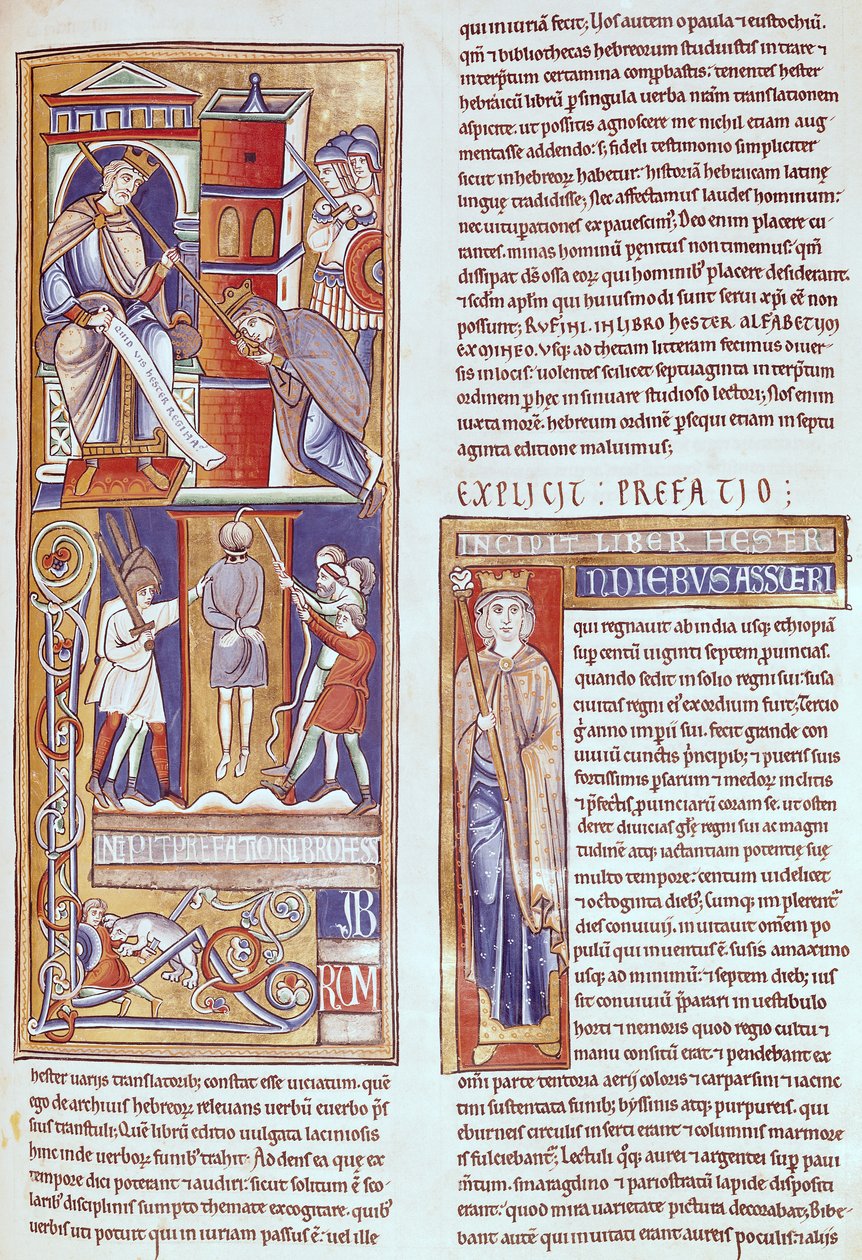 Ms 1 fol.284r Esther ve Ahasuerus ve Haman