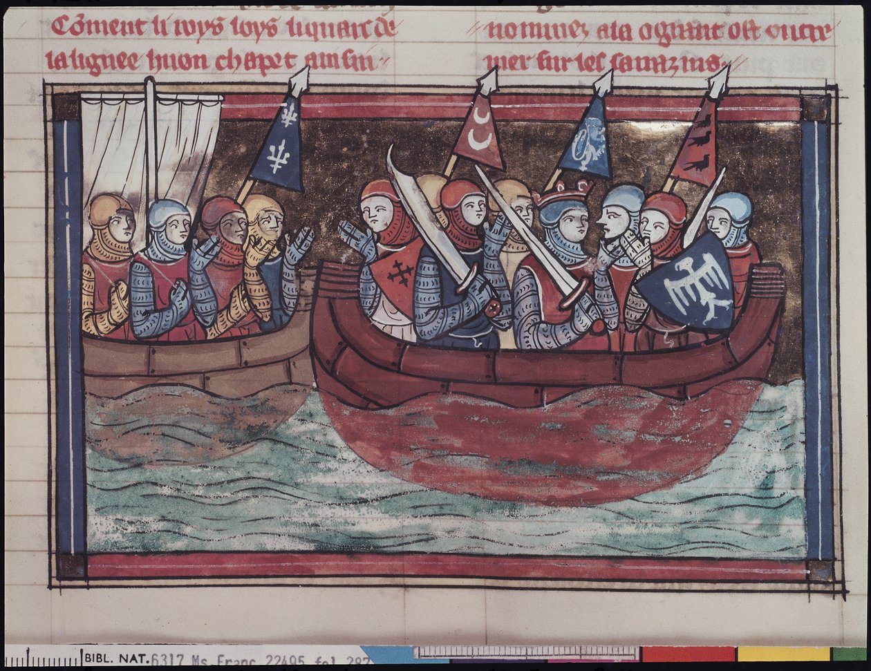 Ms 22495 fol.287 Yurtdışına biniş, Le Roman de Godefroi de Bouillon