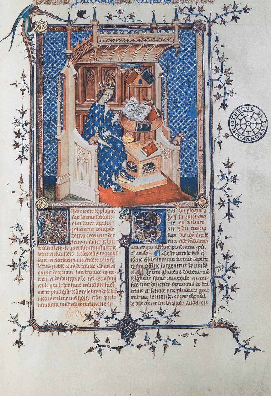 Bayan 24287 fol. 2r Charles V, Wise, Fransa Kralı, John of Salisbury