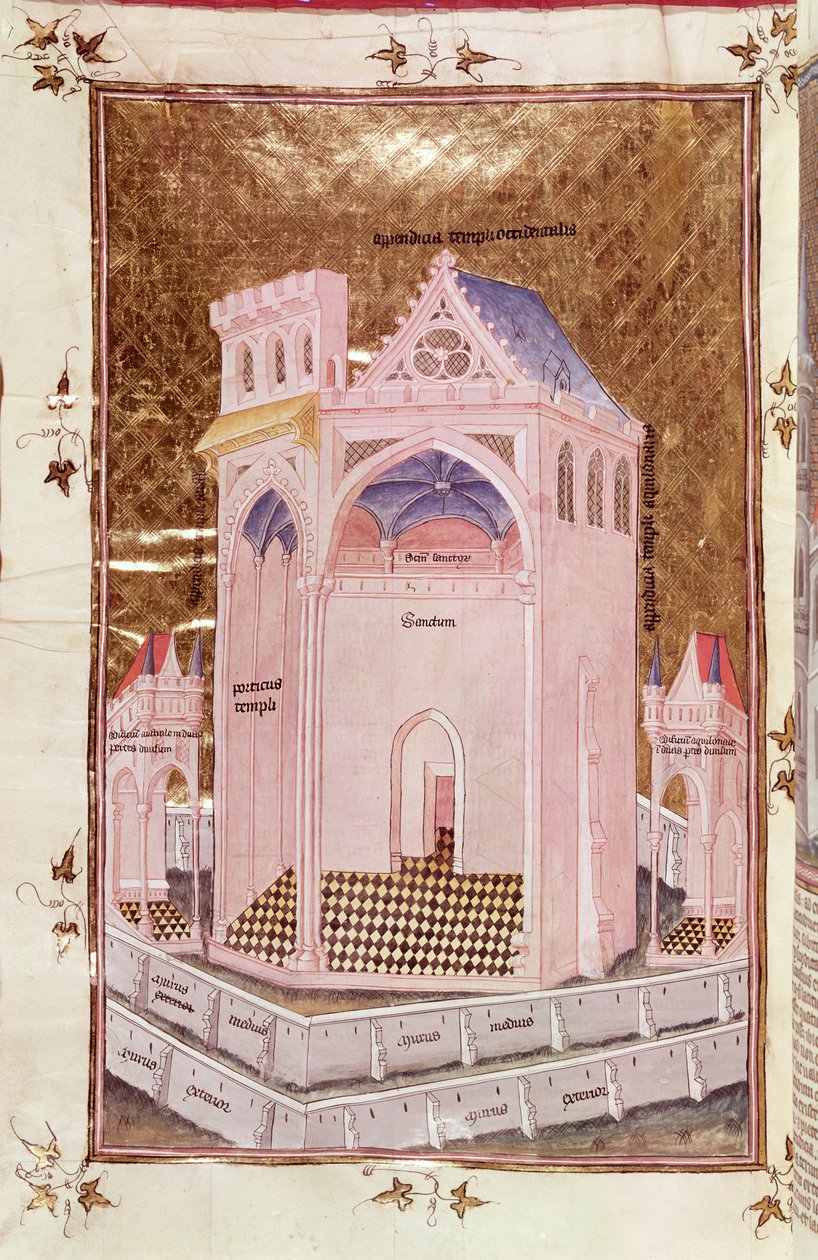 Ms 292 Tome 3 fol.214v Kudüs Tapınağı, Postilles sur la İncil'den Nicolas de Lyre by French School