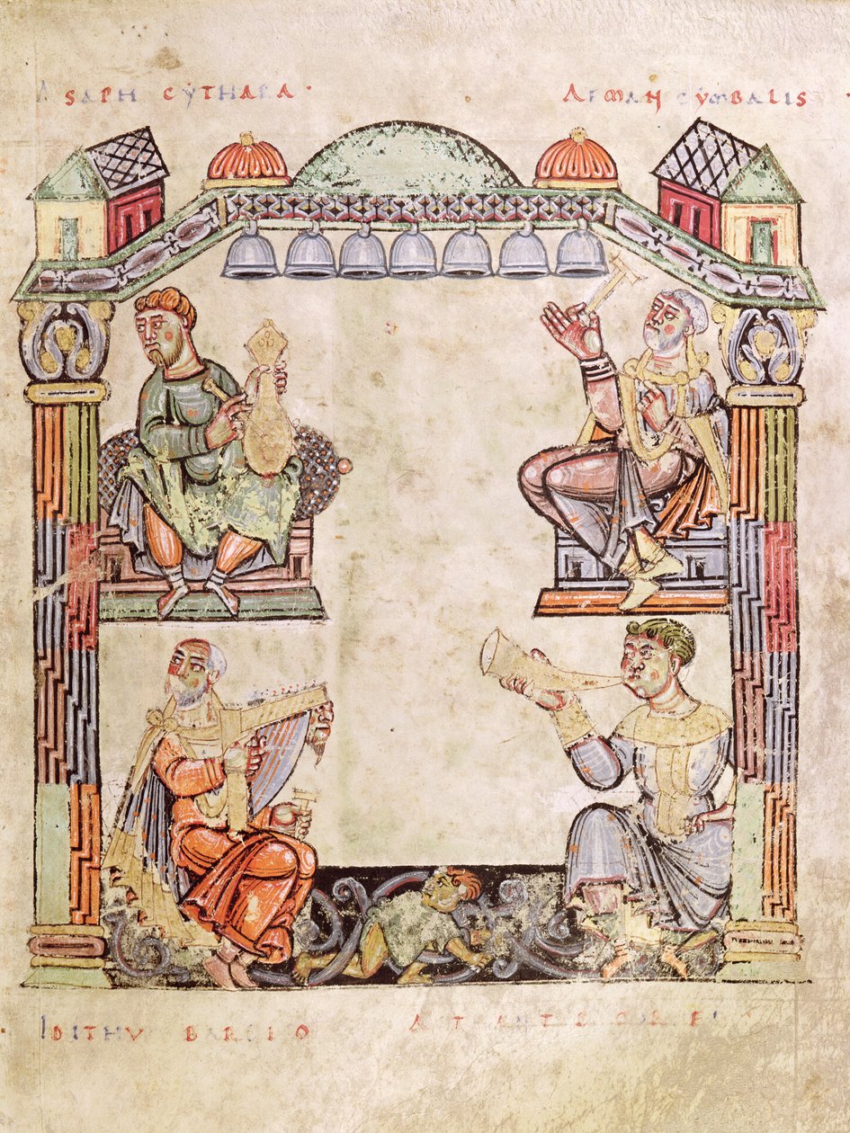 Ms 2 fol.11 (6) Dört Müzisyen, Bir Saatler Kitabından by French School