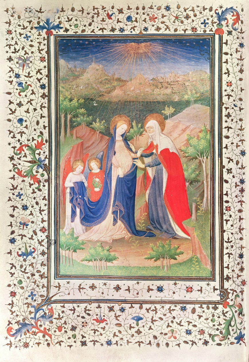 Ms 2 fol.65v The Visitation, from the Boucicaut Hours, c.1410 by French School
