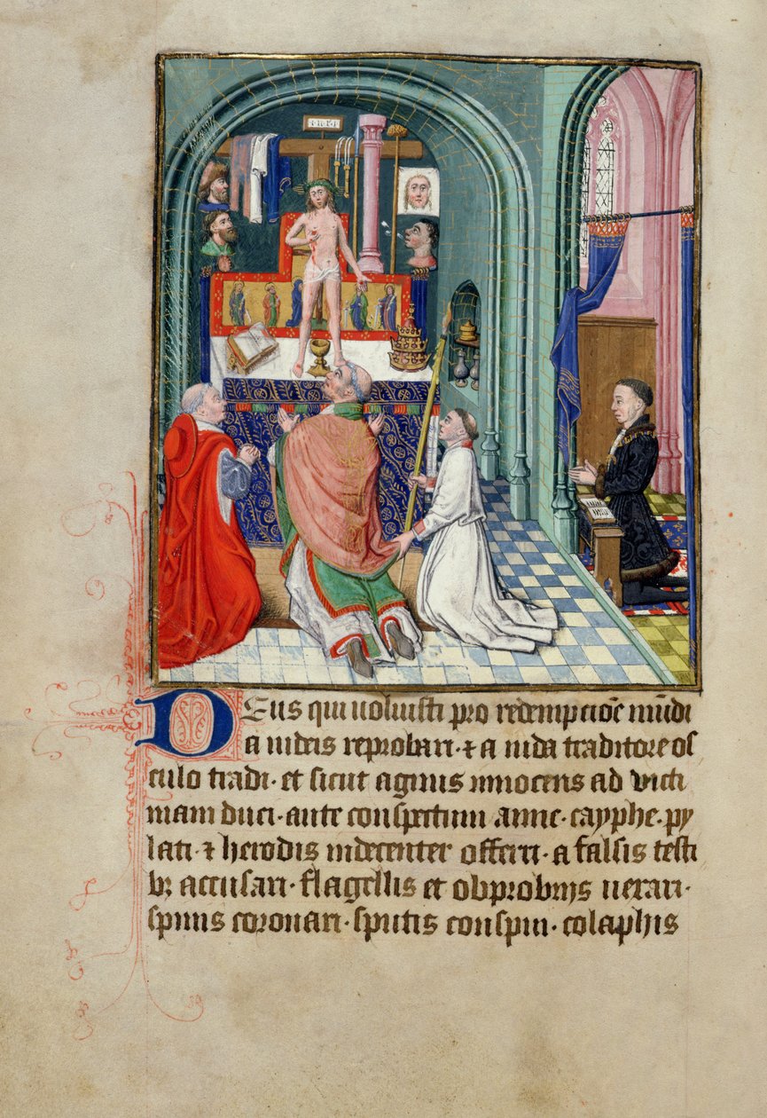 Ms 3-1954 fol.253v Bir Saatler Kitabından St. Gregory Ayini, Burgonya Dükü Phillipe Le Hardi için yapıldı by French School