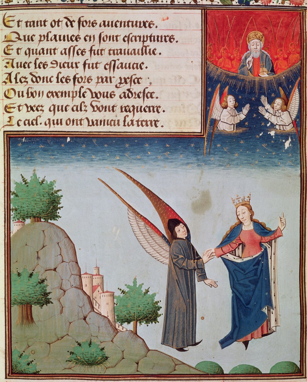Bayan 3045 fol.94r Lady Felsefe ona verdiği kanatlarla Boethius