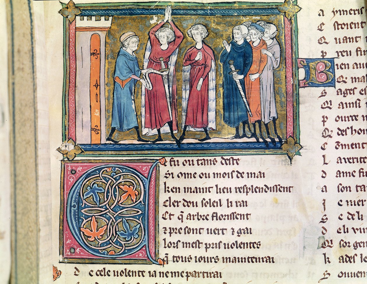 Ms 3142 fol. 179 Bir şövalyenin silahı, Recueil de Poesies Francaises