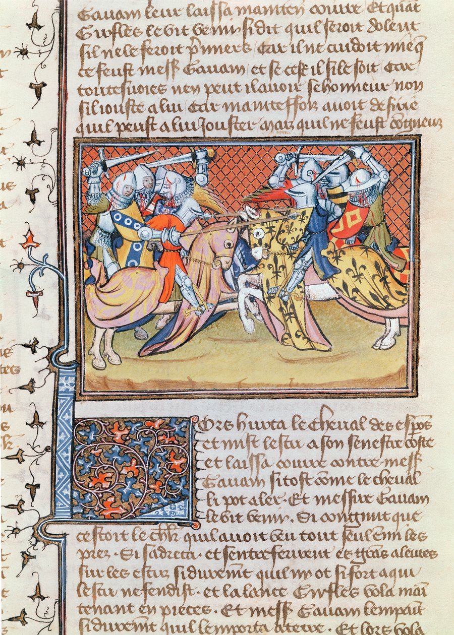 Ms 3479 t.1 fol.539 Atlar çarpıştığında, Livre de Messire Lancelot du Lac