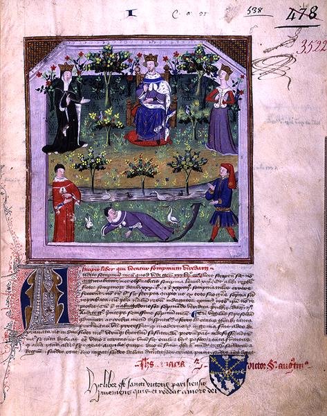 Ms 3522 fol.1 Uyuyormuş gibi yapan yazar, 1376