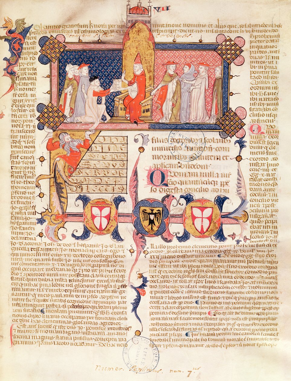 Ms 371 f.1 Jean Andre, çalışmalarını Papa Clement V