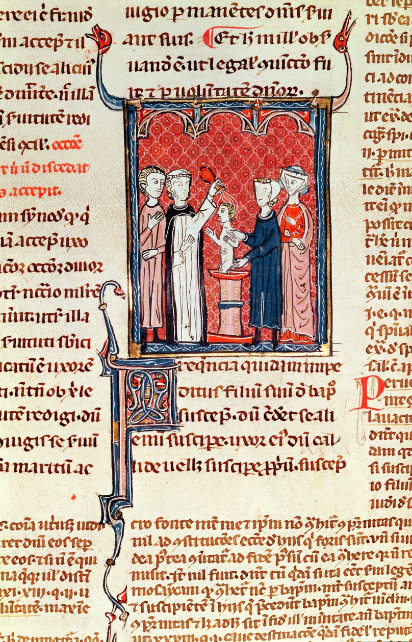 Ms 372 fol.161 Bir Vaftiz Sahnesi, Decrets de Gratien