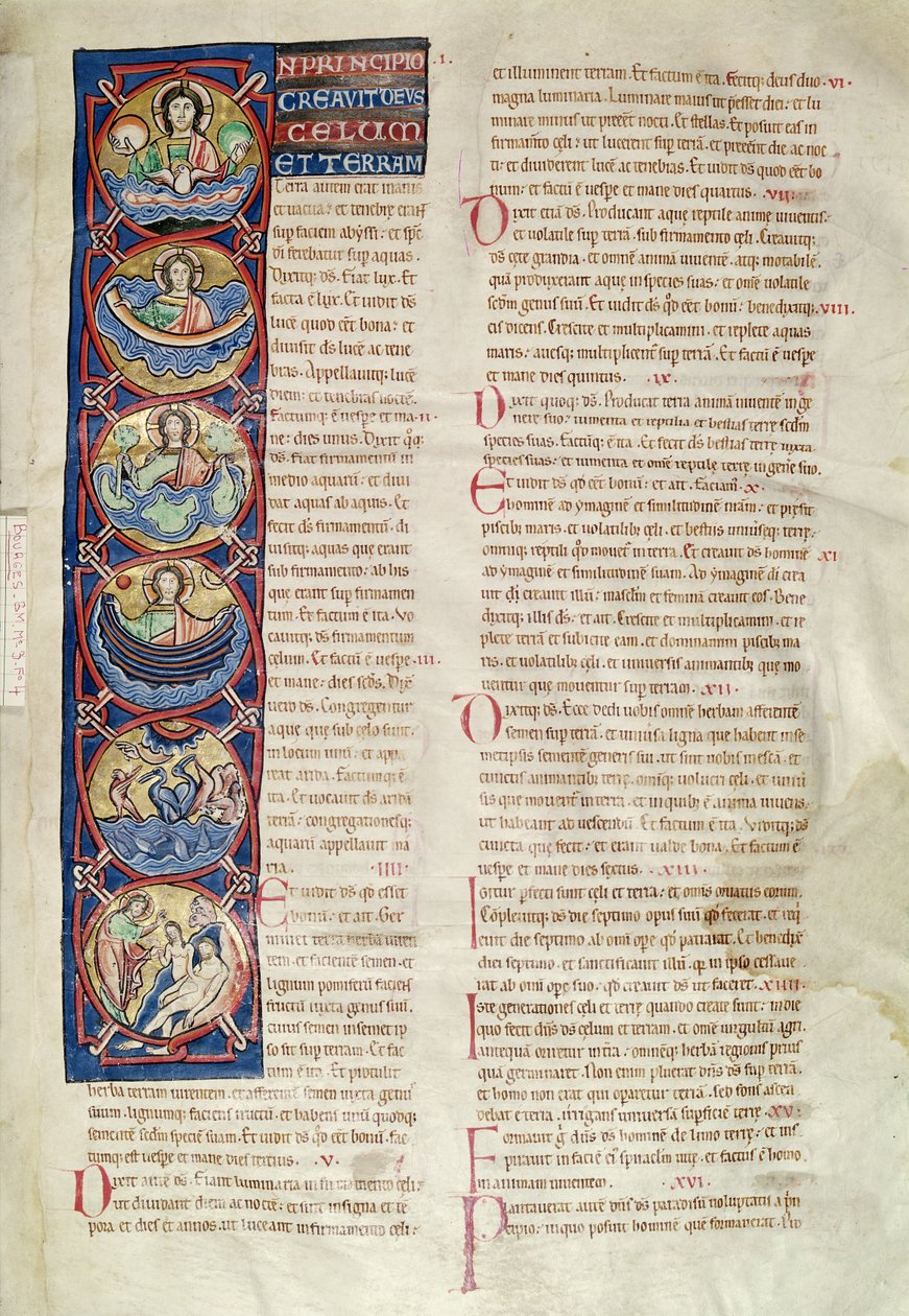 Ms 3 fol.4 Yaratılışın Altı Günü, St. Sulpicius of Bourges
