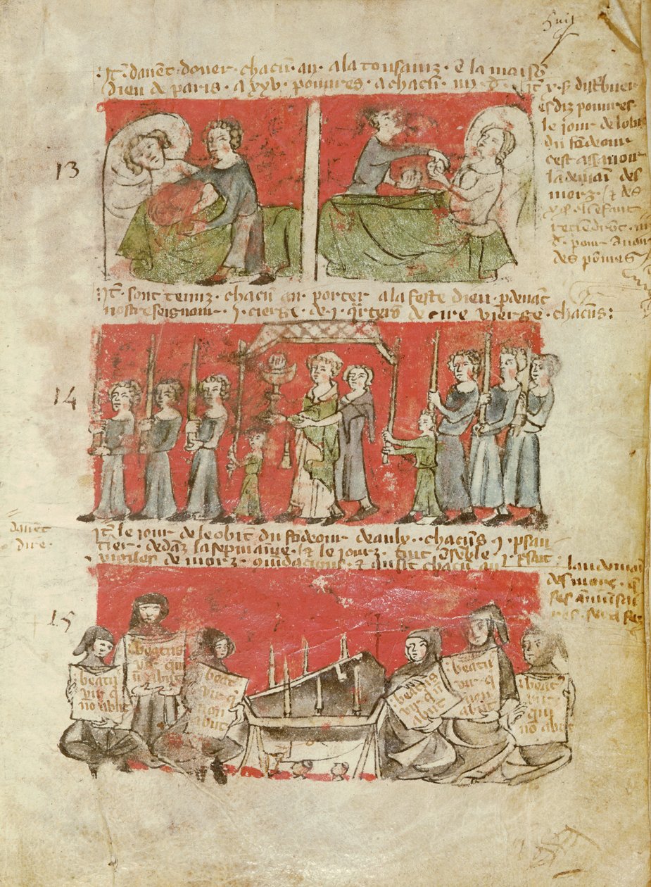 Ms 406 fol.6 Hubant Koleji veya Ave Maria Öğrencilerinin yaşamlarından sahneler, Hubant Koleji Tüzüğü