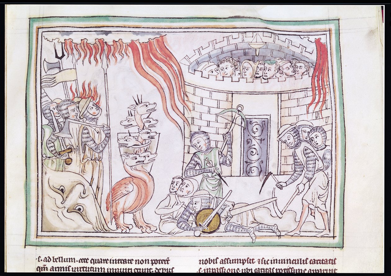 Ms 422 Fol.95r Şeytanın Ordusunu Yok Eden Göksel Ateş, Kıyametten bir sahne by French School