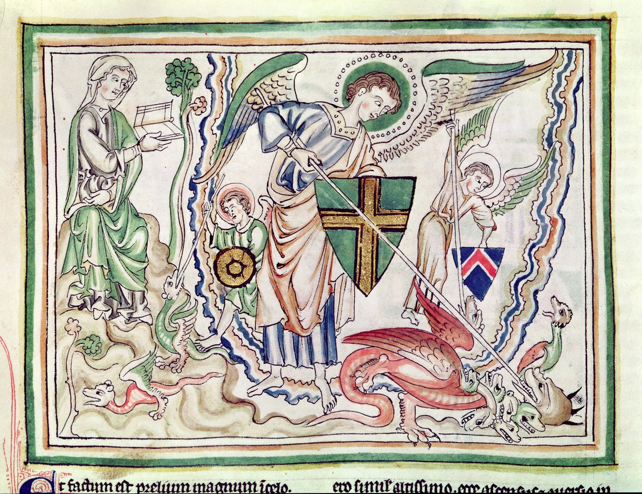 Ms 422 fol.47v St. Michael bir Apocalypse
