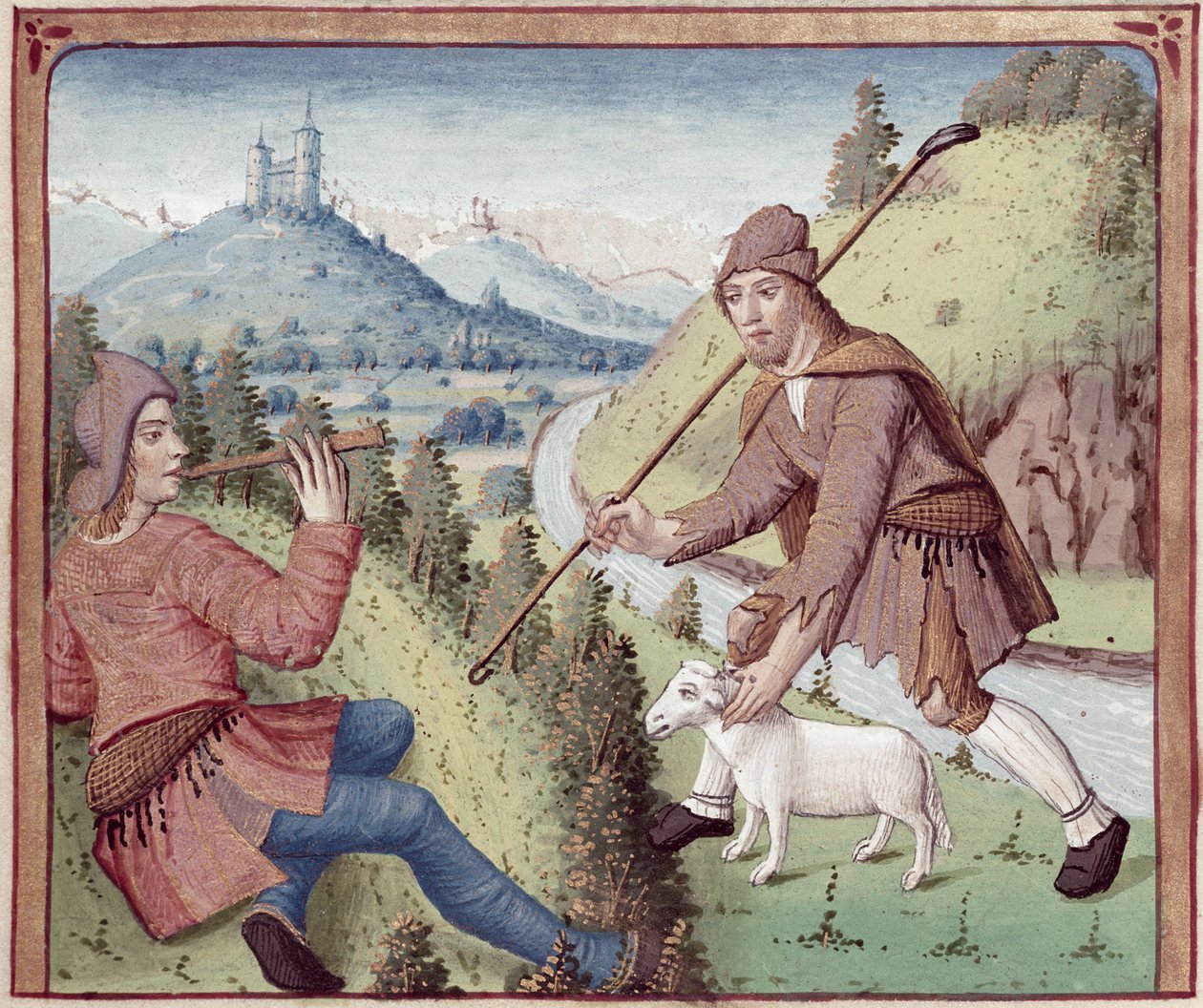 Ms 498 f.3v Tityrus, The Eclogues by Virgil