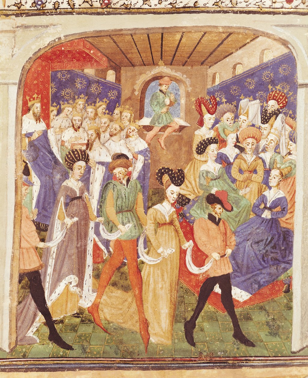 Ms 527 fol.1r Mahkeme Balosu, Roman du Saint Graal