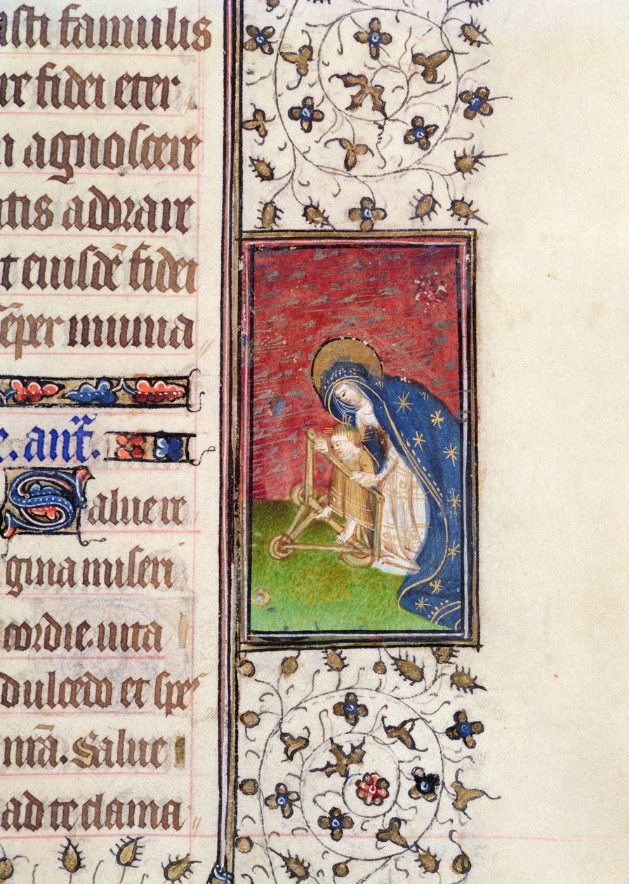 Ms 62, f.205r: Bakire ve Çocuk, bir Fransız Saatler Kitabından detay, c.1445-50 (parşömen) by French School