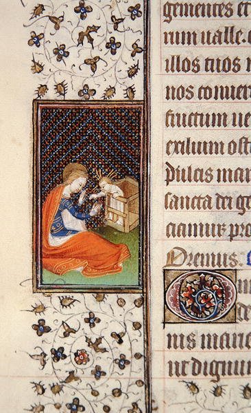 Ms 62, f.205v: Bakire ve Çocuk, bir Fransız Saatler Kitabından detay, c.1445-50 (parşömen) by French School