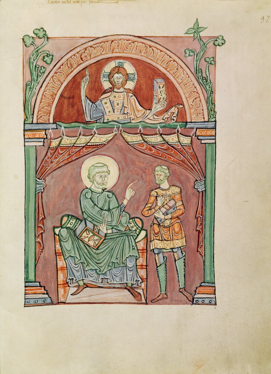 Hanım. 72 fol. 97 Aziz Augustine Felicianus ile tartışıyor by French School