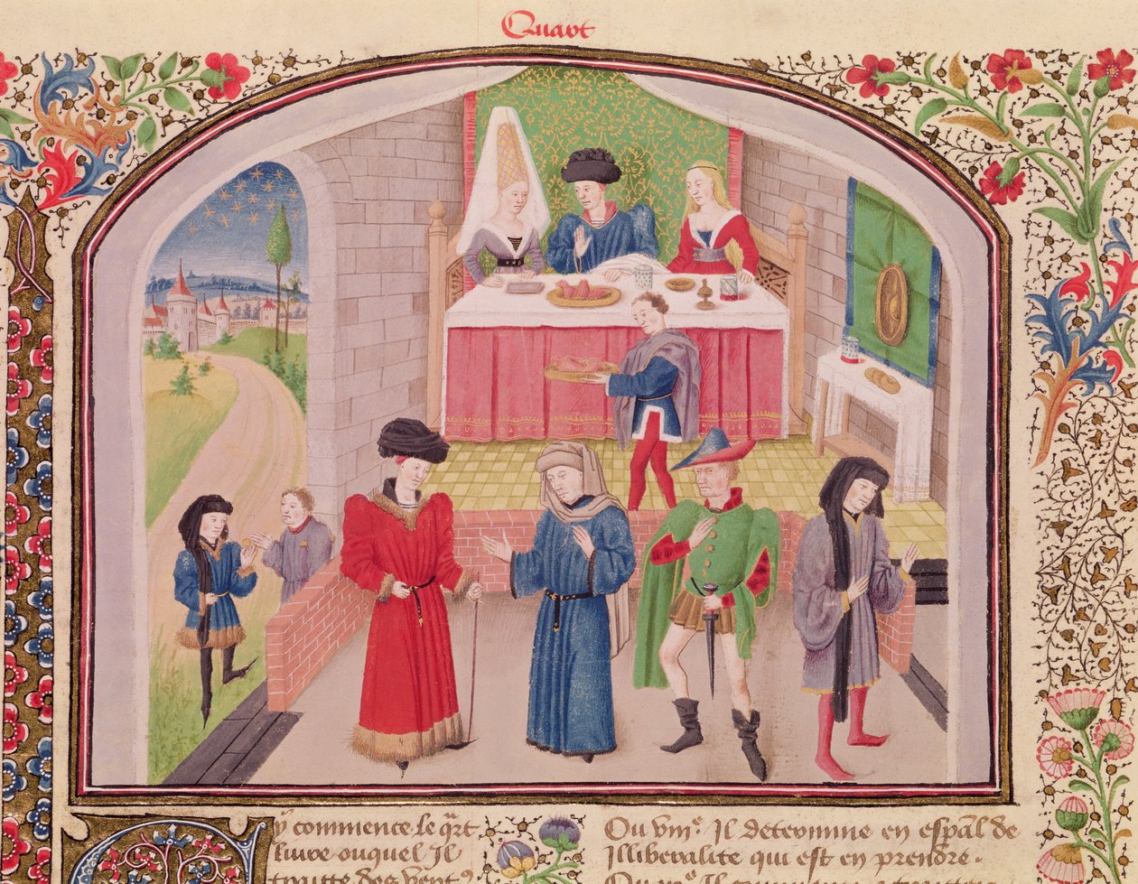 Ms 927 Fol.52v Etik, Politika ve Ekonomiden Savurganlık, Liberallik ve Açgözlülük, Aristoteles (MÖ 384-322) by French School