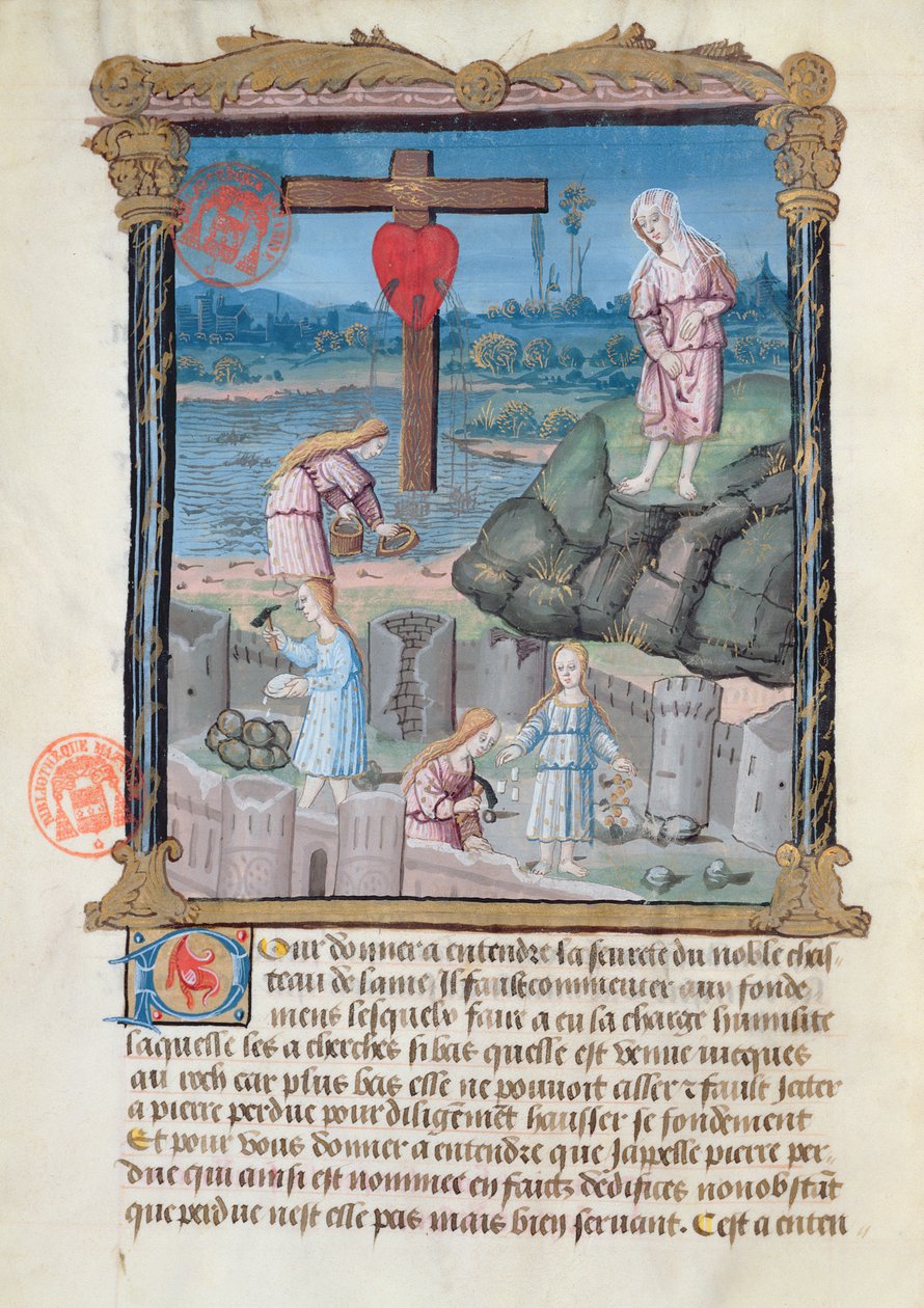 Ms 978 fol.31 Kalenin inşası, Gabrielle de Bourbon tarafından sıradan insanların kullanımı için manevi bir incelemeden örnek by French School