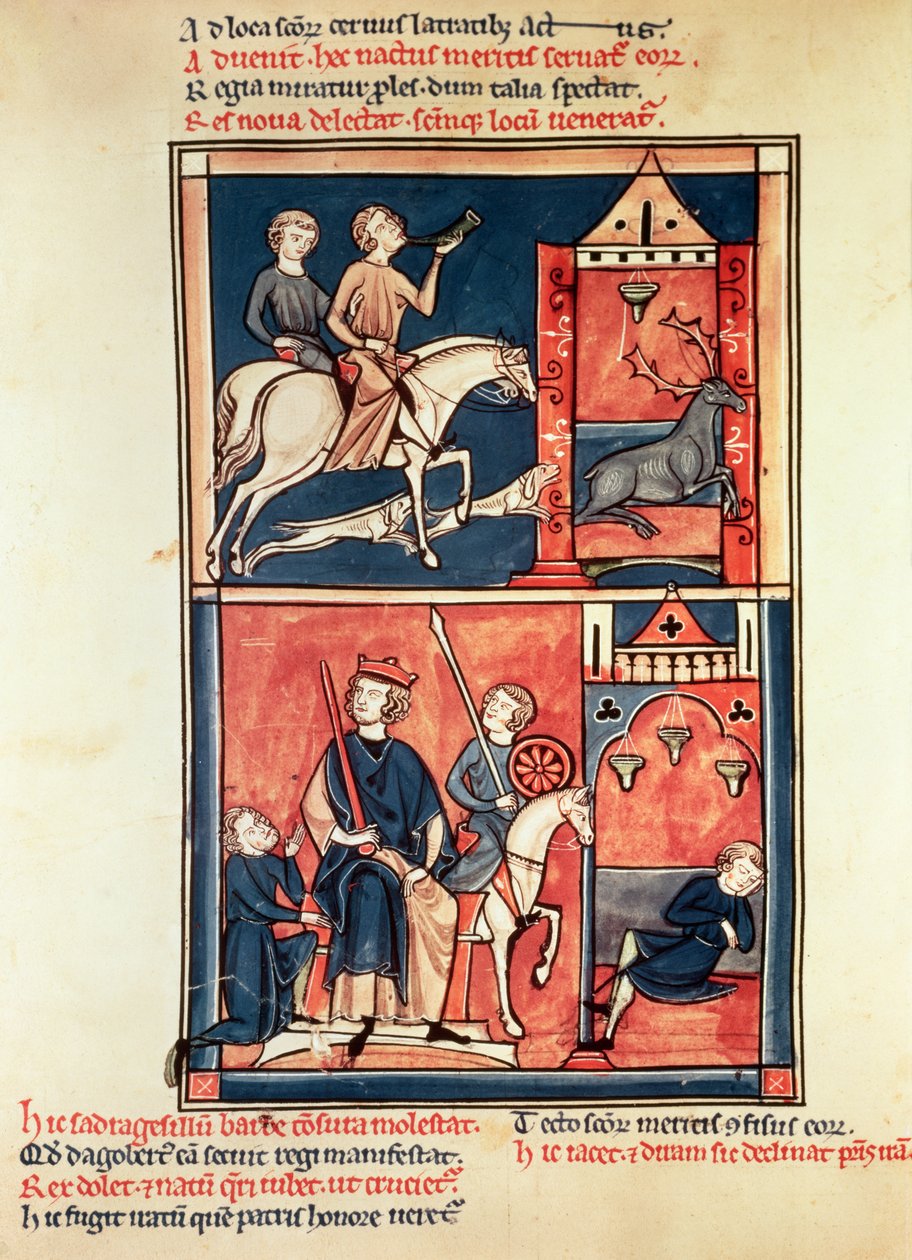 Bayan Fr 1098 Bir geyik avı ve bir kral, muhtemelen tahtında Dagobert I (632-39), St. Denis
