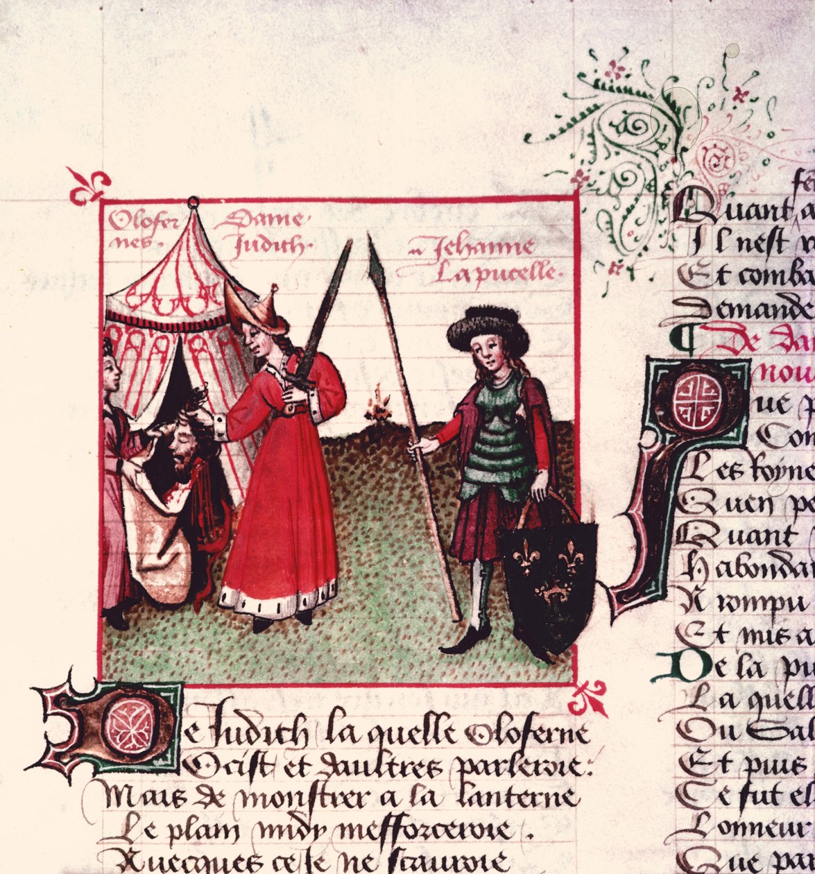 Bayan Fr 12476 Judith ve Holofernes ve Joan of Arc (1412-31), Le Champion des Dames, Martin le Franc (1410-61) 1451 by French School