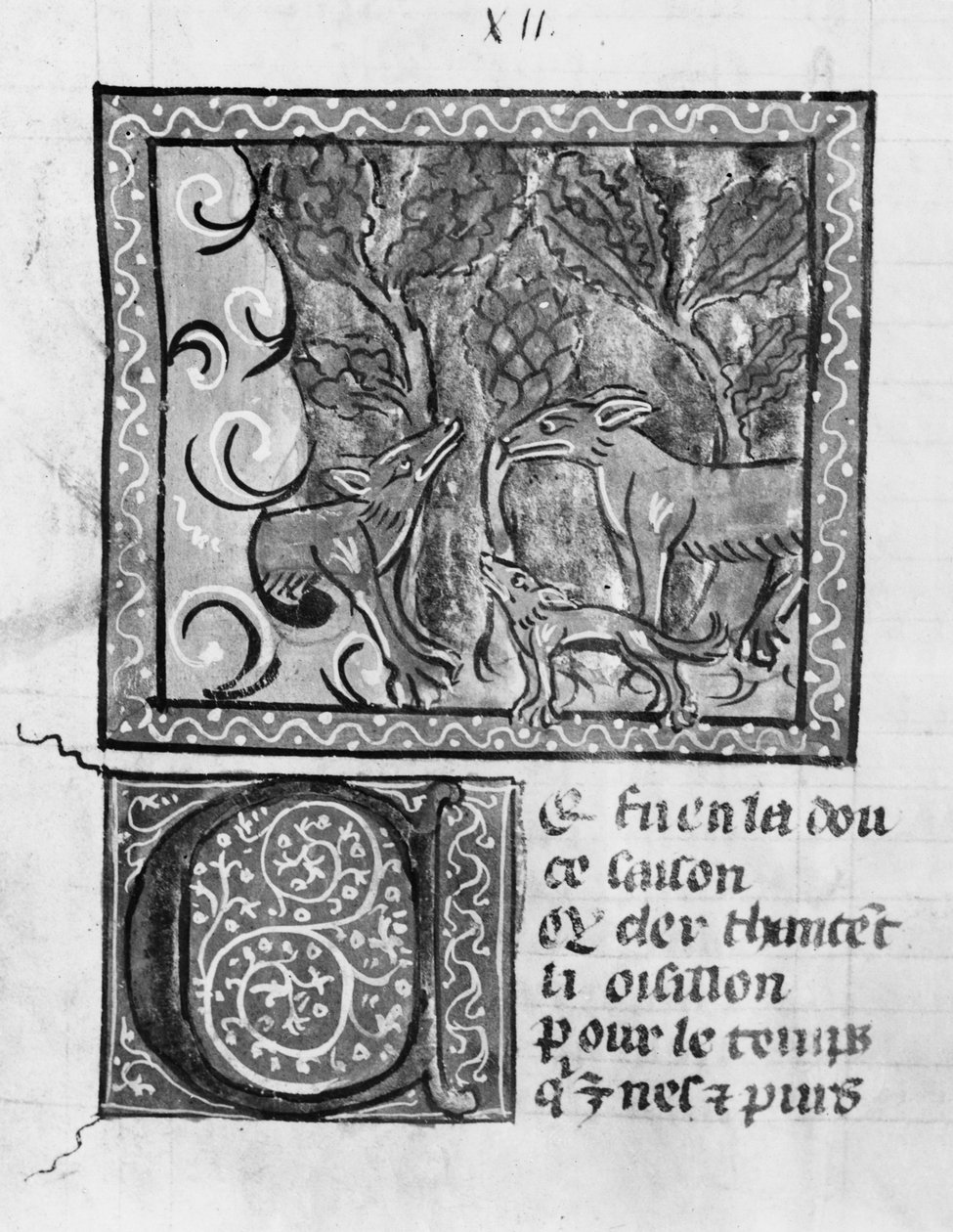 Ms Fr 1580 Tilki, kurt ve köpek, Le Roman de Renart
