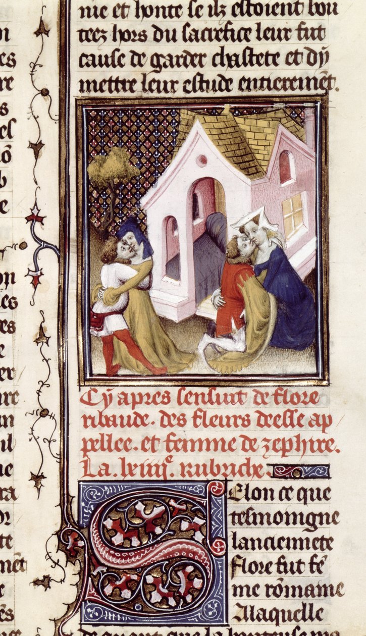 Ms Fr 598 f.97 Fahişelerle Müşteriler, from Des Claires et Nobles Femmes, Giovanni Boccaccio (1313-75) c.1403 by French School