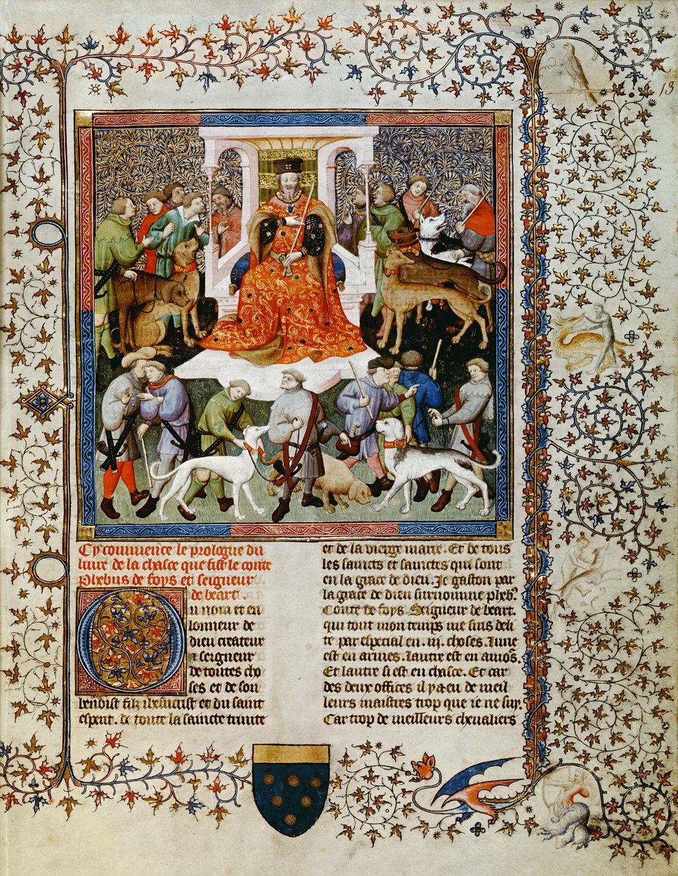 Bayan Fr 616 fol.13 Av için hazırlanıyor, Livre de la Chasse'den Gaston Phebus de Foix (1331-91) by French School