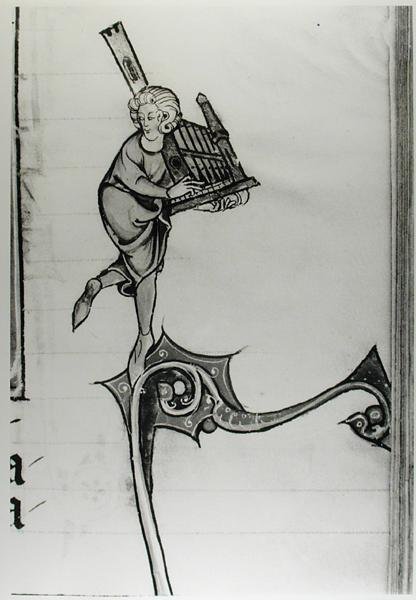Ms Fr 95 fol.273 Portatif Organ Çalan Müzisyen, lHistoire de Merlin