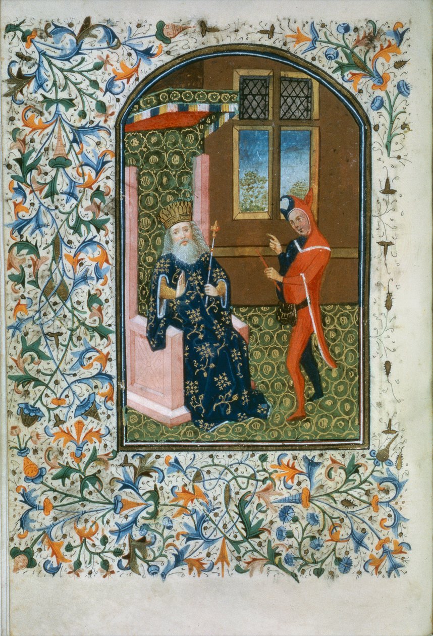 Bayan Gen 288 f.156v Kral ve soytarı, c.1460 by French School