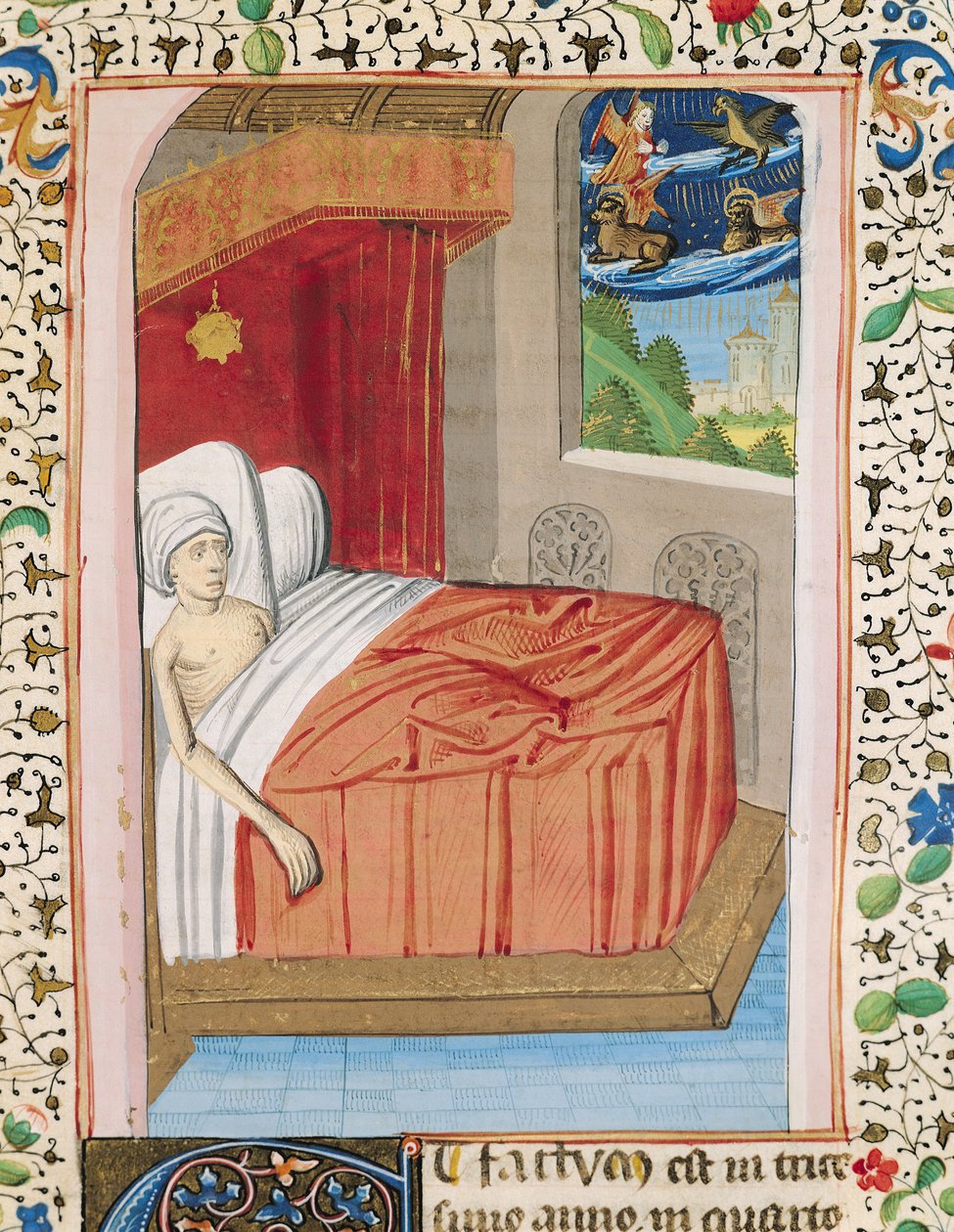 Ms H 7 fol.76r The Vision of Hezekiel, Jean XXII İncilinden by French School
