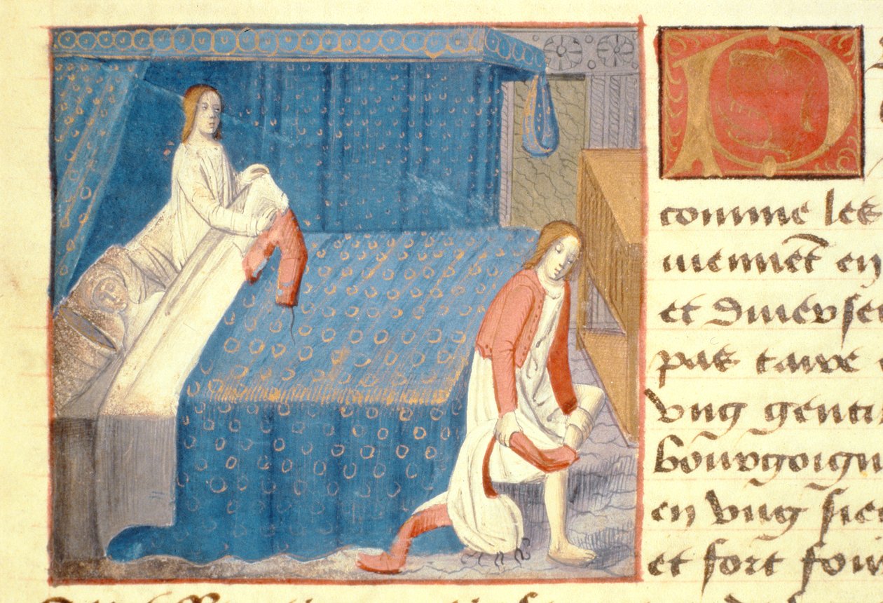 Ms Hunter 252 f.20v Yatak sahnesi, 