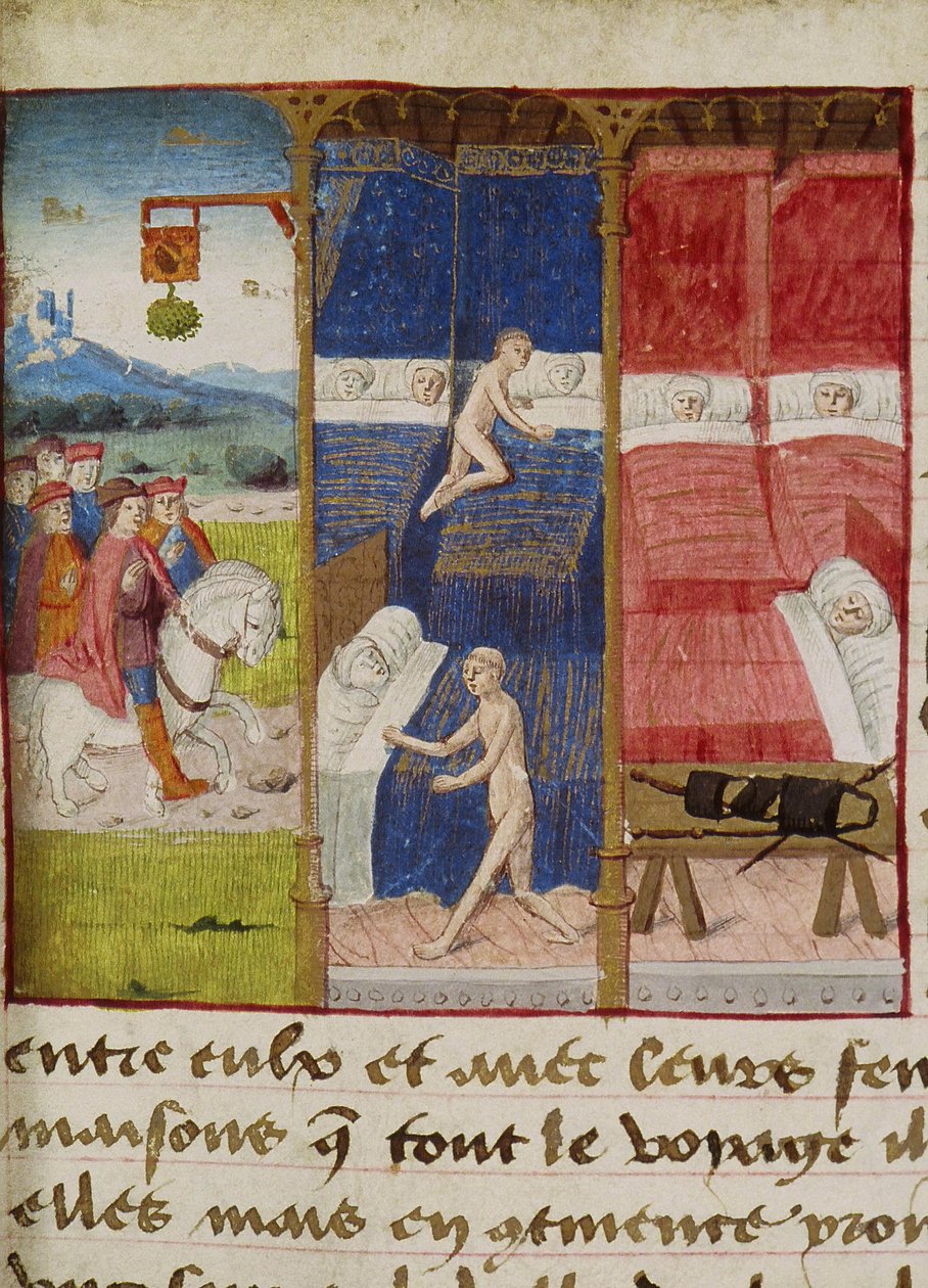 Ms Hunter 252 f.75v Hostel, "Les Hundred Nouvelles Nouvelles", 1462 by French School