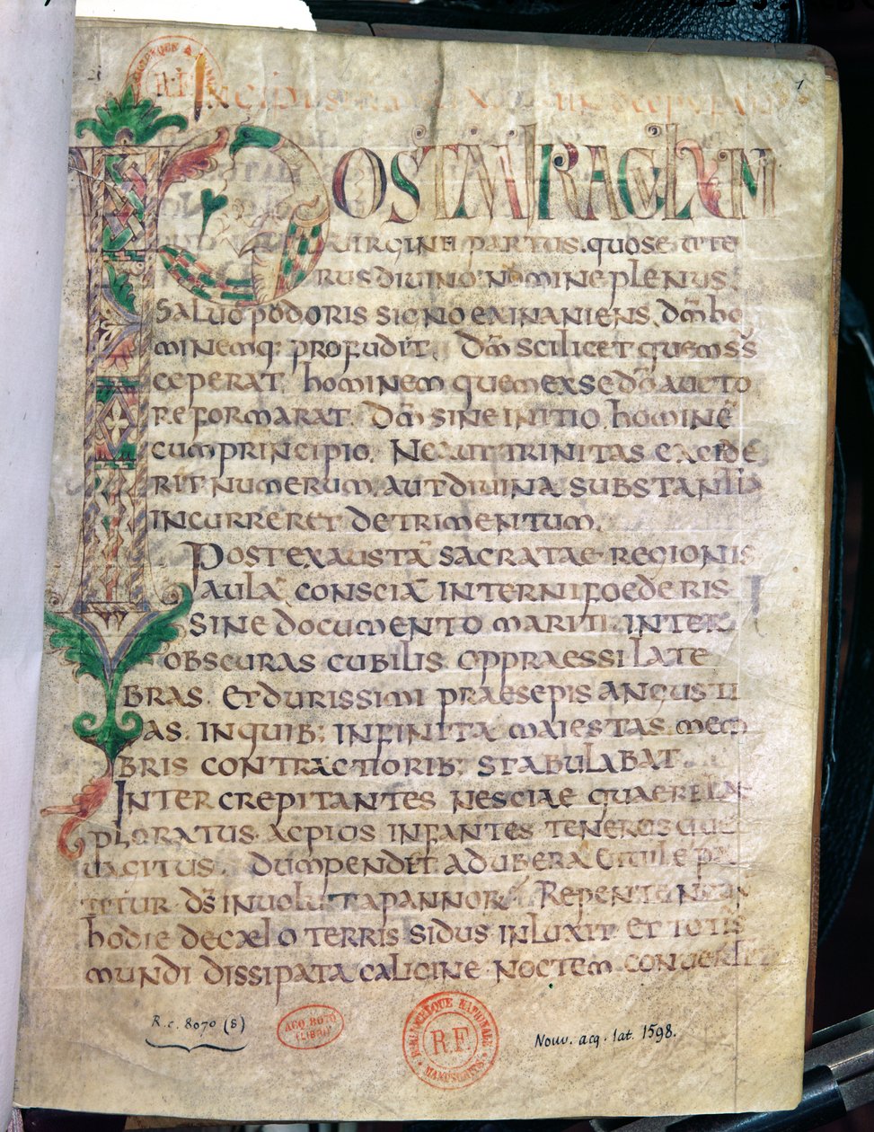 Ms Lat 1598 Fol.1 Zoomorfik, ilk P