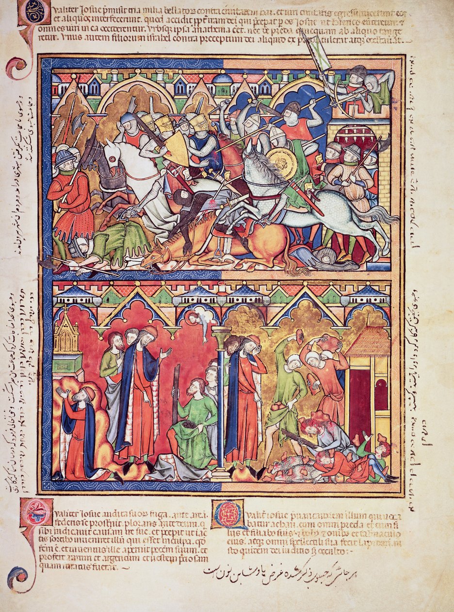 Ms M 638 fol.10r Joshua, Morgan Picture Bible, c.1244-54 by French School