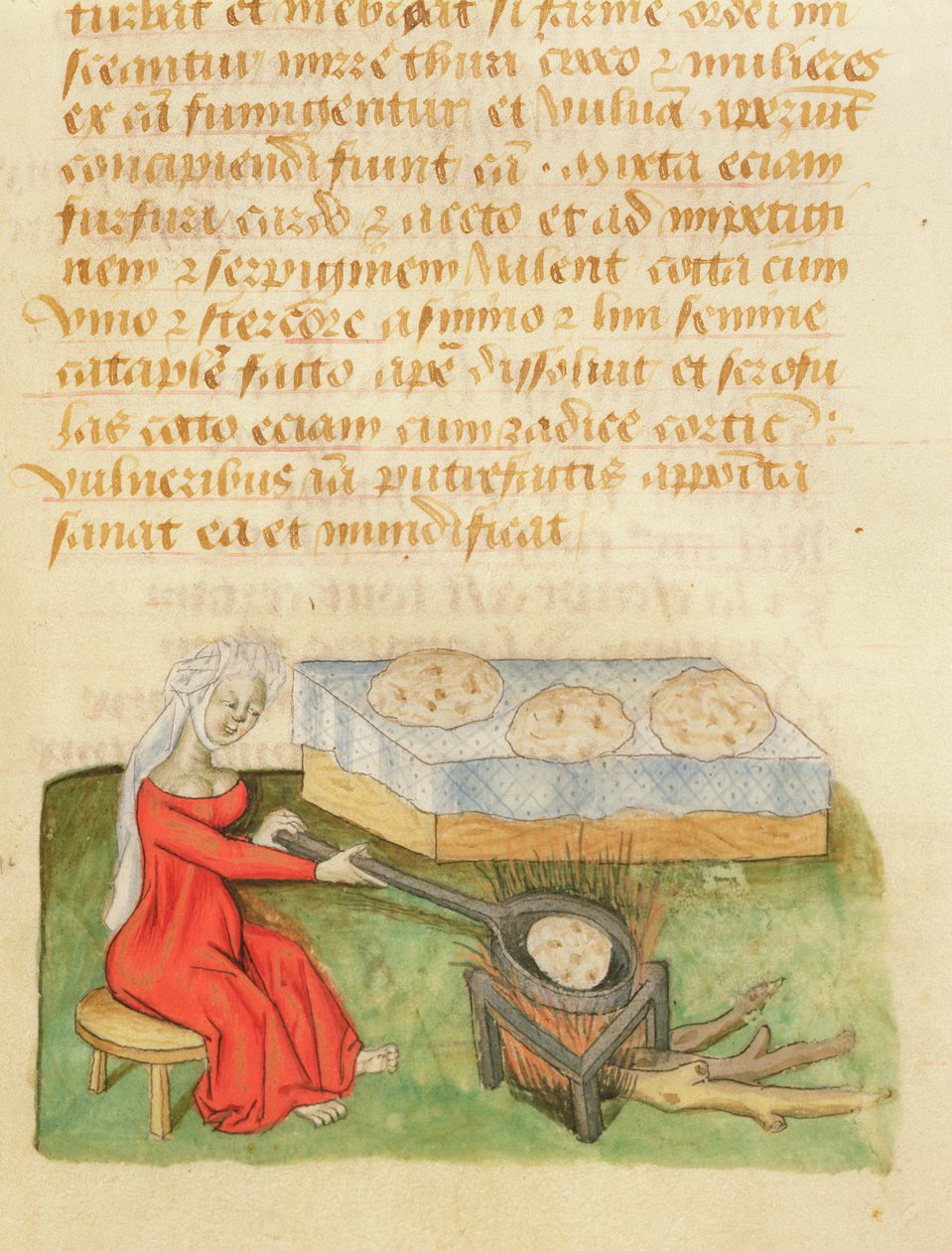 Hanım. Tractatus de Herbis, Dioscorides, fol.142r Baking Buns by French School
