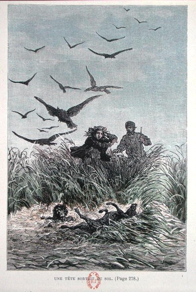 Nadia ve Michel Strogoff, Jules Verne (1828-1905) 1893 (renkli taş) tarafından 