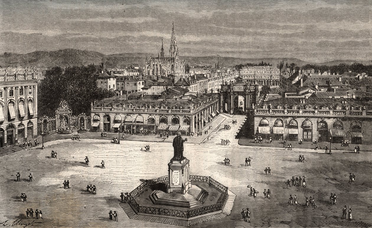 Nancy - Meurthe-et-Moselle - V.A. Malt-Brown tarafından “La France illustrée: coğrafya, tarih, istatistiksel yönetim” de gravür. 1884 by French School