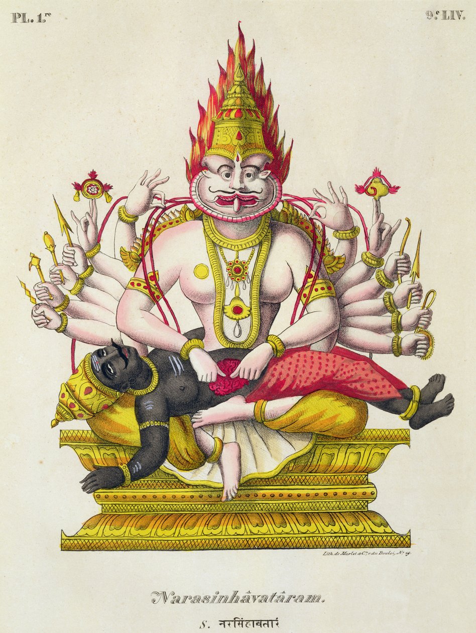Narasimha, de Marlet tarafından oyulmuş by French School