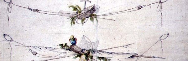 Papağanlı Deniz Kartuş Tasarımı, c.1800 (kağıt üzerine sulu boya) by French School