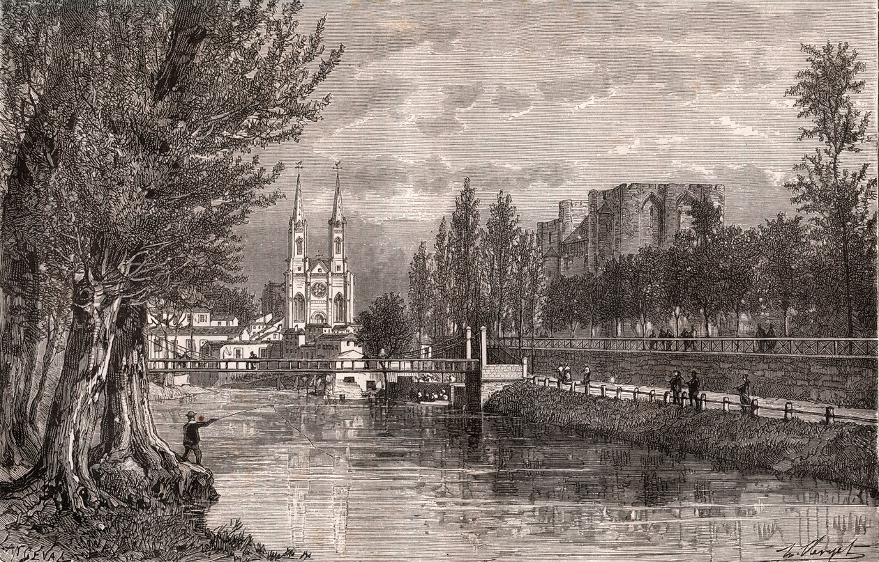 Niort - Deux-Sevres - V.A. Malt-Brown tarafından "La France illustrée: coğrafya, tarih, istatistik yönetimi" adlı gravür. 1884 by French School